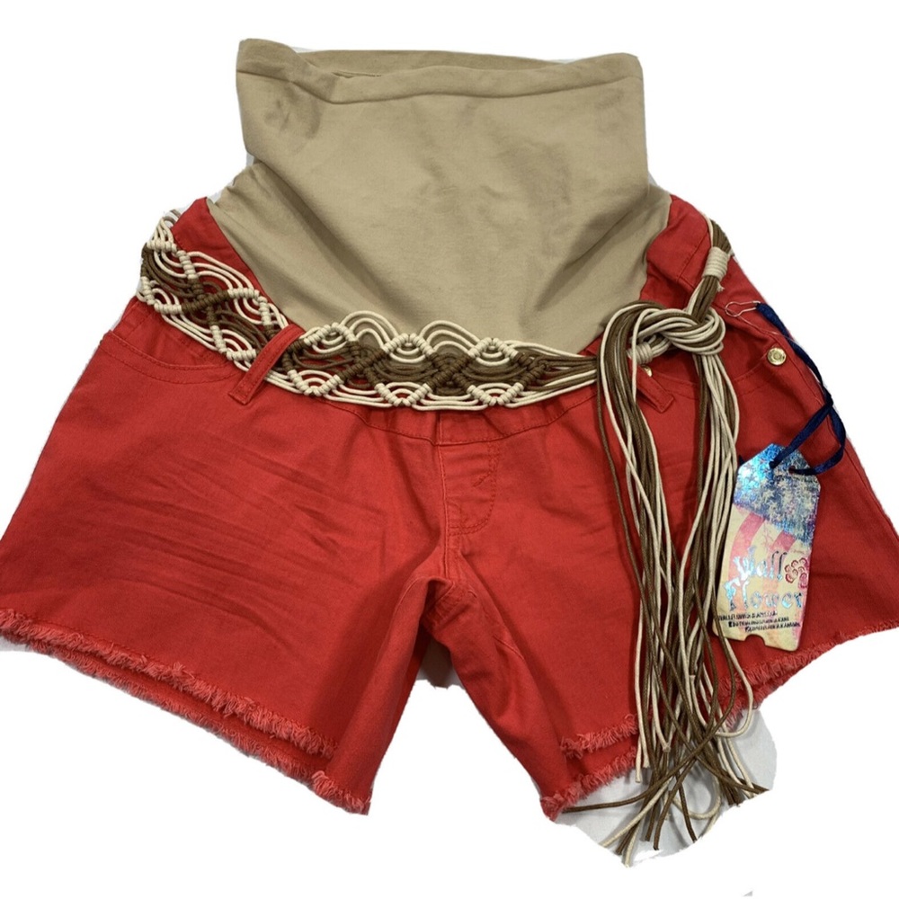 Wallflower Maternity Denim Fringe Shorts (NWT) - Picture 1 of 6